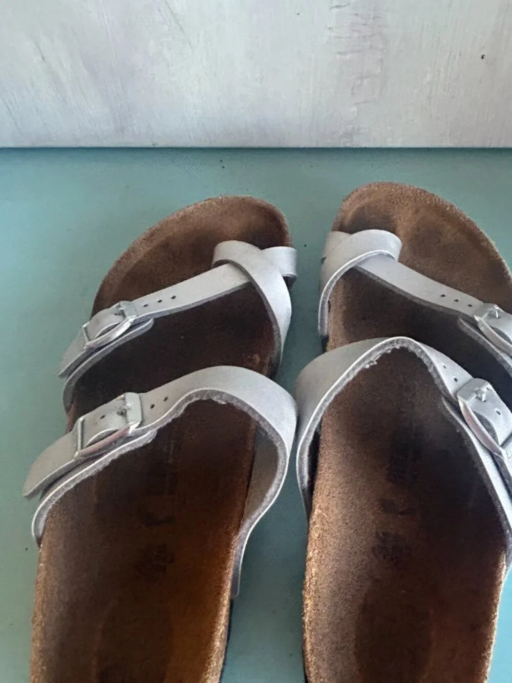 Birkenstock Girls Mayari Metallic Leather Sandals Silver Size 34 Size 3.5